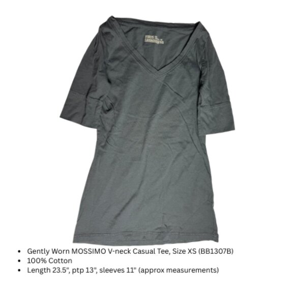 BUNDLE of 3-Gently Worn MOSSIMO Women's V-Neck T-Shirts, Size XS (BB1307B) - Picture 3 of 4